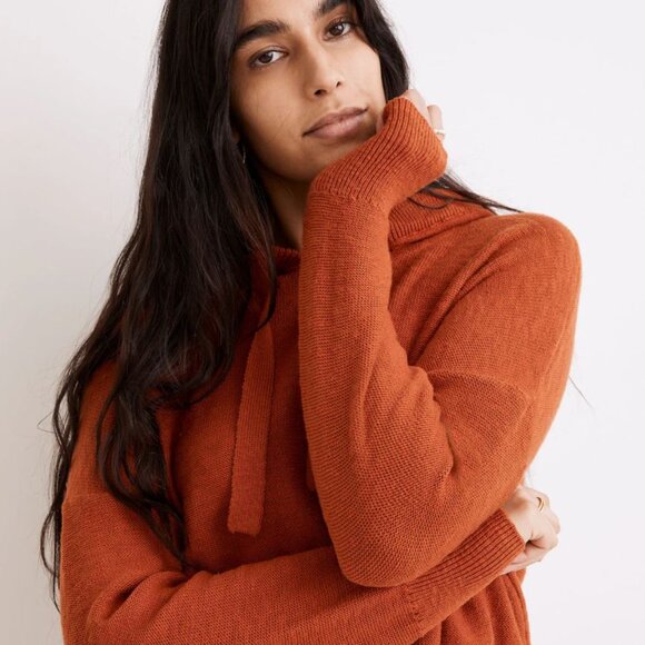Madewell | Clairview Hoodie Sweater in Maple Glow Rust Orange | Size XXS - Picture 2 of 11